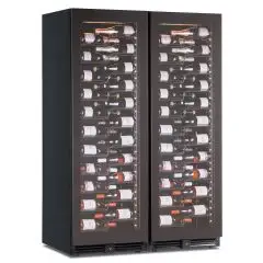 VITRINE RÉFRIGÉRÉE POUR VIN - Mod EY355I2VD NL - VENTILÉE - 2 ZONES DE TEMPÉRATURE +2°/+20°C / +2°/+ +20°C - 2 PORTES EN VERRE - STRUCTURE EN TÔLE PEINTE NOIRE - CAPACITÉ BRUTE de 876 litres - PUISSANCE de 260 W - ALIMENTATION 220/50Hz MONOPHASÉE - DIMENS