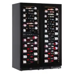 VITRINE RÉFRIGÉRÉE POUR VIN - Mod EY355I3VD NL - VENTILÉE - TEMPÉRATURE +2°/+20°C / +2°/+12°C / +12°/+20°C - 2 PORTES EN VERRE - STRUCTURE EN TÔLE LAQUÉE NOIRE - CAPACITÉ BRUTE DE 872 L - PUISSANCE 260 W - ALIMENTATION 220/50Hz MONOPHASÉE - DIMENSIONS cm 