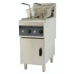 FRITEUSE ÉLECTRIQUE - GAMME BECK - Modèle DF 10+10 LT - Capacité d'huile de 20 litres - Puissance de 6 kW + 6 kW - Alimentation triphasée - Dimensions cm L 40 x P 80 x 110 H - Norme CE