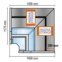 Angle du panneau d&rsquo;affichage r&eacute;frig&eacute;r&eacute; 90&deg; AC (ferm&eacute;) avec portes de r&eacute;serve en verre bomb&eacute;