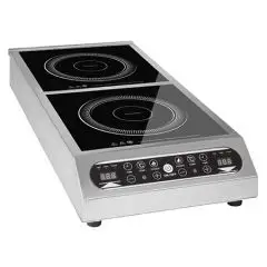 PLAQUE À INDUCTION - Mod. DT 700 TOUCH - Plaque en vitrocéramique - Affichage numérique et commandes tactiles - Surface inductive mm 120 ÷ mm 260 + mm 120 ÷ mm 260 - Puissance W 3500 + 3500 - Alimentation triphasée - Dimensions cm L 34 x P 81 x 11,5h - No