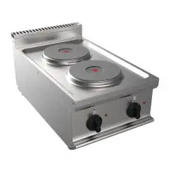 PLAN DE CUISSON ÉLECTRIQUE - MOD.  G7GWEV2DD - N. 2 plaques rondes  - Puissance  kW 5,2 - Dim.   40x70x27 cm - Norme CE