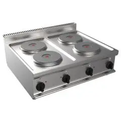 PLAN DE CUISSON ÉLECTRIQUE -  MOD. G7GWEV4DD - N. 4 plaques rondes  - Puissance  kW 10,4 - Dim.  80x70xh27 cm - Norme CE
