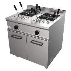 CUISEUR À PÂTES ÉLECTRIQUE  - MOD. G7MUO2V80 - N. 2 cuve 28+28 Lt - Compartiment neutre avec portes - Puissance kW 14 - Dim. 80x70x85 cm - Norme CE