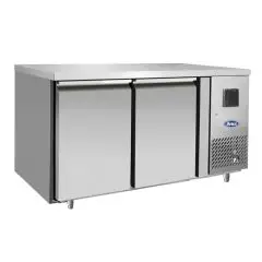 TABLE RÉFRIGÉRÉE EN ACIER INOX - SNACK - FROID VENTILÉ - Mod.EPF3421GR 304T - 2 PORTES - CAPACITÉ 240 L - TEMPÉRATURE -2°/+8°C - Dim. L 136 x P 60 x h 85 cm - Norme CE