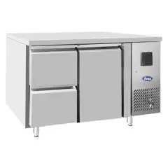 TABLE RÉFRIGÉRÉE TN EN ACIER INOX - Mod. EPF3523-GR-304T - FROID VENTILÉ - GASTRONORM 1/1 - 1 PORTE RÉFRIGÉRÉE - 2 TIROIRS - TEMPÉRATURE -2º/+8ºC - Dim. L 136 x P 70 x h 85 cm - Norme CE