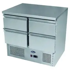 SALADETTE/TABLE RÉFRIGÉRÉE POUR SANDWICHERIE TN EN ACIER INOX - Mod. ESL3820GR - FROID STATIQUE - 4 TIROIRS - TEMPÉRATURE -2°/+8°C - Dim. L 90 x P 70 x h 94,3 cm - Norme CE