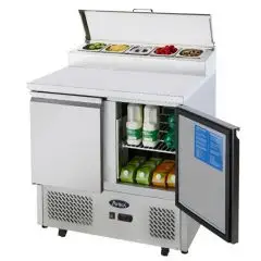 SALADETTE RÉFRIGÉRÉE POUR PRÉPARATION SALADES TN EN ACIER INOX AISI 304 - Mod. ESL3832GR - FROID STATIQUE - GASTRONORM 1/1 (53 x 32,5 cm) - 2 PORTES RÉFRIGÉRÉES - TEMPÉRATURE -2°/+8°C - Dim. L 90 x P 70 x h 94,7 cm - Norme CE