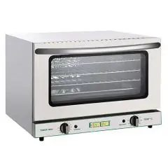 FOUR ÉLECTRIQUE À CONVECTION - Mod FD47 - Pour la gastronomie, la boulangerie et la pâtisserie - Structure en acier inoxydable - Capacité de 4 plaques de cuisson de 45x33 cm - Puissance de 2500 W - Alimentation monophasée - Dimensions cm L 58 x P 57 x 40,