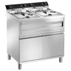 FRITEUSE ÉLECTRIQUE - GAMME KORAL - MOD. HT1212C - CAPACITÉ DES CUVES 12 + 12 LITRES D'HUILE - ALIMENTATION TRIPHASÉE V 400/50-60Hz - PUISSANCE 9 + 9 kW - DIMENSIONS cm L 80 x P 70 x H 96