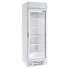 ARMOIRE RÉFRIGÉRÉE EN TÔLE PEINTE - STATIQUE AVEC AGITATEUR - Mod HT372ZIEST - CAPACITÉ 382 L - N. 1 PORTE EN VERRE - TEMPÉRATURE -18°/-24°C - DIMENSIONS cm L 64 x P 67 x H 205,6 - NORME CE