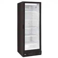 ARMOIRE RÉFRIGÉRÉE EN TÔLE PEINTE - STATIQUE AVEC AGITATEUR - Mod HT372ZST B - CAPACITÉ 382 L - N. 1 PORTE EN VERRE - TEMPÉRATURE -18°/-24°C - DIMENSIONS cm L 64 x P 67 x H 187,5 - NORME CE