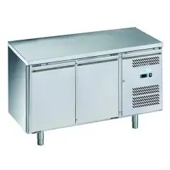 TABLE RÉFRIGÉRÉE EN ACIER INOX AISI 201 - POUR PÂTISSERIE - VENTILÉ - Mod. G-PA2100TN-FC - CAPACITÉ BRUTE 390 Lt - N. 2 PORTES - Température -2°/+8°C - Dim. 151x80x85 cm - Norme CE