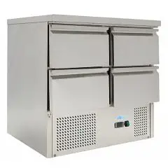 SALADETTE ET TABLE RÉFRIGÉRÉE EN ACIER INOX AISI 201  - Mod. G-S901-4D-FC - STATIQUE - N. 4 tiroirs - Température +2°/+10°C - Dim. cm 90 x 70 x 85 - Norme CE