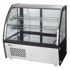 VITRINE RÉFRIGÉRÉE  POUR COMPTOIR SNACK EN ACIER INOX AISI 430 - VITRE BOMBÉE - Mod. G-VPR100 - Température +2°/+8°C - Capacité Lt. 100 - Monophase 230V/1/50Hz - Puissance W 150 - Dim. 69,5 x46,2 x67 - Poids 57 Kg