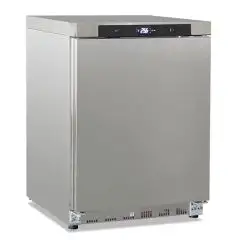 Armoire r&eacute;frig&eacute;r&eacute;e statique ventil&eacute;e en acier inoxydable mod&egrave;le GN 200 TN INOX, temp&eacute;rature +2&deg;C / +10&deg;C, capacit&eacute; brute 200 Lt, dimensions ext&eacute;rieures 600 x 625 x 850 mm.
