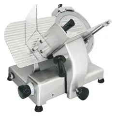 TRANCHEUSE OBLIQUE - Mod. GRT 250 BLC CEV - Lame en acier inox ø 250 - Capacité de coupe L 235 x P 160 mm - Affûteur fixe - Verrouillage du chariot - Alimentation monophasée 230V/1/50Hz - Norme CE