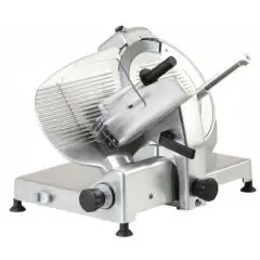 TRANCHEUSE OBLIQUE - Mod. GTI 350 - Lame en acier inox ø 350 - Capacité de coupe L 300 x P 260 mm - Affûteur fixe - Verrouillage du chariot - Alimentation monophasée 230V/1/50Hz - Norme CE