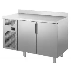 TABLE RÉFRIGÉRÉE AVEC DOSSERET EN ACIER INOX AISI 304 - SPÉCIFIQUE POUR LA PÂTISSERIE - Mod LVTG7-722 - 2 PORTES - CAPACITÉ Lt 345 - TEMPÉRATURE 0°/+8°C - Dimensions cm L 138 x P 70 x 93,5 H