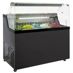 VITRINE À GLACES - MOD. MIRABELLA C6G - TEMPÉRATURE -5°/-20° C - CAPACITÉ 184 L - DIMENSIONS L 118,7 x P 67,7 x h 119 cm - POIDS 117 kg - NORME CE