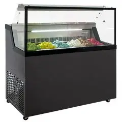 VITRINE À GLACES - MOD. MIRABELLA H6G - TEMPÉRATURE -5°/-20° C - CAPACITÉ 184 L - DIMENSIONS L 118,7 x P 67,7 x h 119 cm - POIDS 117 kg - NORME CE