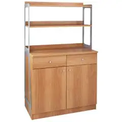 MEUBLE DE SERVICE DE SALLE - MOD. ML3212SS - Structure  mélamine - Couleur chêne claire - N. 2 portes - N. 2 tiroirs - Étagère ouvert - Dim. 90 x 48 x h155 cm