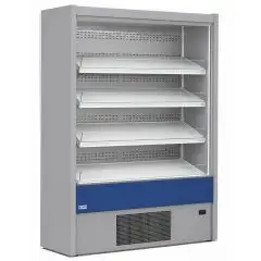 PR&Eacute;SENTOIR MURAL R&Eacute;FRIG&Eacute;R&Eacute; EN LIBRE-SERVICE - R&Eacute;FRIG&Eacute;RATION VENTIL&Eacute;E - TEMP&Eacute;RATURE &deg;C +0/+2- BOISSONS, PRODUITS LAITIERS, PRODUITS PR&Eacute;EMBALL&Eacute;S - MOD. OLIMPO OM W - OUVERT SANS PORTES - TROIS &Eacute;TAG&Egrave;RES BASCULANTES