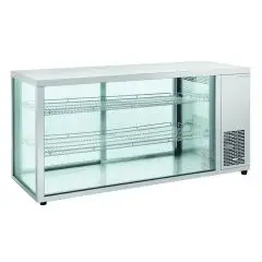 Vitrine réfrigérée pour comptoir - Mod RC 980 - Température 0º/+12ºC - 2 étagères - Portes arrière coulissantes - Dimensions cm L 144 x P 52,4 x h 73,5