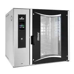 FOUR ÉLECTRIQUEÀ CONVECTION ÉQUIPÉ DE VAPEUR INDIRECT AVEC BOILER, CHARRIOT FIXE PIVOTANTE ET PANNEAU TOUCH SCREEN AVEC ICÔNES - Cod. ROTORBAKE/E2 VISION - CONVIENT POUR PÂTISSERIE ET BOULANGERIE - Capacité plaques n. 10 cm 40x60, 46x66 ou 50x70 - Puissan
