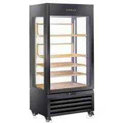 Présentoir réfrigéré pour vin - Mod RV 604BL - Capacité n 120 bouteilles - Température de +0/+20 °C - Réfrigération ventilée - Dimensions cm L 90 x P 65 x 190 H