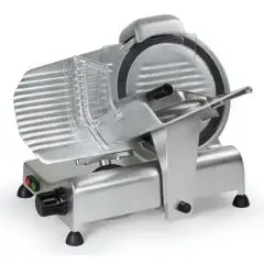 TRANCHEUSE OBLIQUE - Mod. S 250 FR CEV - Lame en acier inox ø 250 - Capacité de coupe L 195 x P 145 mm - Affûteur fixe - Alimentation monophasée 230V/1/50Hz - Norme CE
