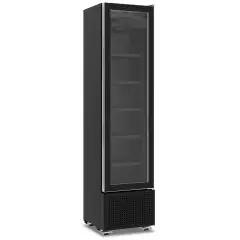 ARMOIRE RÉFRIGÉRÉE EN TÔLE PEINTE NOIRE - POUR BOISSONS - VENTILÉE - Mod MILS COOLER 225V N - CAPACITÉ 221 L - 1 PORTE EN VERRE - TEMPÉRATURE +1/+9°C - DIMENSIONS cm L 45 x P 49,7 x 188,1 H - NORME CE