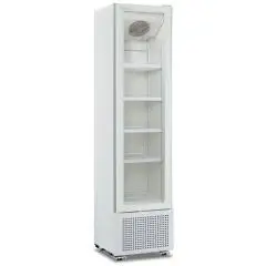 ARMOIRE RÉFRIGÉRÉE EN TÔLE PEINTE BLANCHE - POUR BOISSONS - VENTILÉE - Mod MILS COOLER 225V B - CAPACITÉ 221 L - 1 PORTE EN VERRE - TEMPÉRATURE +1/+9°C - DIMENSIONS cm L 45 x P 49,7 x 188,1 H - NORME CE