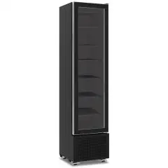 PRÉSENTOIR RÉFRIGÉRÉ EN TÔLE PEINTE NOIRE - STATIQUE - Mod MILS FREEZER 225V N - CAPACITÉ 226 L - 1 PORTE EN VERRE - TEMPÉRATURE -18/-24°C - DIMENSIONS cm L 49,4 x P 52,1 x H 191,5 - NORME CE