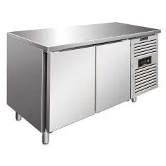 TABLE RÉFRIGÉRÉE EN ACIER INOX AISI 304 - FROID VENTILÉ - Mod SNACK 2100 BTF - 2 PORTES - CAPACITÉ 260,3 L - TEMPÉRATURE -18°/-22°C - Dim L 136 x P 60 x h 86 cm