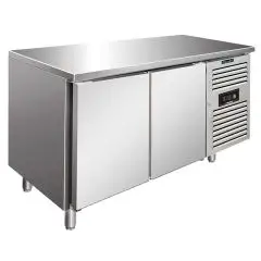 TABLE RÉFRIGÉRÉE EN ACIER INOX AISI 304 - FROID VENTILÉ - Mod SNACK 2100 TNF - 2 PORTES - CAPACITÉ 260,3 L - TEMPÉRATURE -2°/+8°C - Dim L 136 x P 60 x h 86 cm