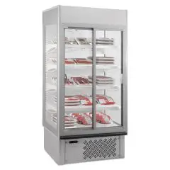 PRÉSENTOIR MURAL RÉFRIGÉRÉ POUR CHARCUTERIE ET LAITAGES - MOD SUPER SUNNY 14 GLASS - CAPACITÉ DE 940 LITRES - TEMPÉRATURE 0°/+10°C - VENTILÉ - DIMENSIONS cm L 133,5 x P 73,7 x 198,7 H - Norme CE