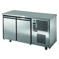 TABLE RÉFRIGÉRÉE EN ACIER INOX AISI 304 - Mod. UG02M60 - VENTILÉ - N. 2 PORTES - TEMPÉRATURE 0°/+10°C - Dim. 146x60xh85/92 cm - Norma CE