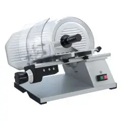 TRANCHEUSE À GRAVITE'  mod. TOP 250 - Norme CE - RoHS - Lame Ø 250 en acier chromé antiadhésive avec rainures spéciale - Coupe utile mm 215 x 170 - Équipement standard: Aiguiseur