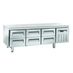 Table réfrigérée en acier inox - Mod UGN 3160 - Froid ventilé - 6 tiroirs - Capacité 268 L - Température -2°/+8°C - Dimensioni L 180,3 x P 70 x h 65 cm