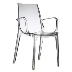 CHAISE VANITY - MOD. 2654 - STRUCTURE EN POLYCARBONATE, AVEC ACCOUDOIRS - POUR USAGE À L’INTÉRIEUR ET À L’EXTÉRIEUR – EMPILABLE –  DIM. L 57 x P 55 x H 88 cm - NORME CE