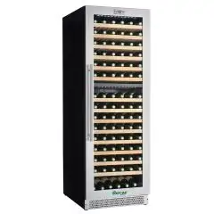 VITRINE RÉFRIGÉRÉE POUR VIN - MOD. G-VI180D - Ventilée - Température +5°/+12°C / +12°/+20°C - 1 porte en verre - Structure en tôle noire peinte - Capacité brute de 379 L - Puissance de 160 W - Alimentation 220-240V/1/50Hz - Dimensions cm L 71 x P 59,5 x H