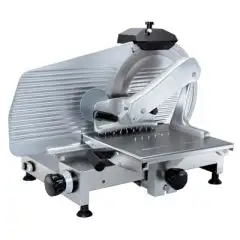 TRANCHEUSE VERTICALE À CHARCUTERIE mod. VPR 370 MN (MONOPHASE) - Norme CE - RoHS - Lame Ø 370 en acier inoxydable - Coupe utile mm 300 x 260 - Aiguiseur fixe
