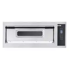 FOUR ÉLECTRIQUE NUMÉRIQUE À PIZZA - Mod. BASIC 4/D CPR - N. 1 chambre - Plancher et Voutte en briques réfractaires (côtés exclus) - Dim. de la chambre 66 x  66 x h14 cm- N. Pizzas 4 (Ø cm 32) - Puissance 4,7 - Norme CE