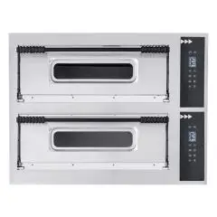 FOUR ÉLECTRIQUE NUMÉRIQUE À PIZZA - Mod. BASIC XL44/D - N. 2 chambres- Plan de cuisson en briques réfractaires -Dim. de la chambre  72 x  72 x h14 cm - N. Pizzas 4 + 4 (Ø cm 35) - Puissance 12 - Norme CE