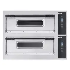 FOUR ÉLECTRIQUE NUMÉRIQUE À PIZZA - Mod. BASIC XL44/D CPR - N. 2 chambres  - Plancher et Voutte en briques réfractaires (côtés exclus) - Dim. de la chambre72 x  72 x h14 cm- N. Pizzas 4 + 4 (Ø cm 35) - Puissance 12 - Norme CE