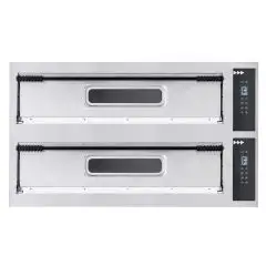 FOUR ÉLECTRIQUE NUMÉRIQUE À PIZZA - Mod. BASIC XL99/D - N. 2 chambres- Plan de cuisson en briques réfractaires -Dim. de la chambre  108 x  108 x h14 cm - N. Pizzas 9 + 9 (Ø cm 35) - Puissance 26,4 - Norme CE