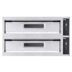 FOUR ÉLECTRIQUE NUMÉRIQUE À PIZZA - Mod. BASIC XL66L/D CPR - N. 2 chambres  - Plancher et Voutte en briques réfractaires (côtés exclus) - Dim. de la chambre 108xP72x14h - N. Pizzas 6 + 6 (Ø cm 35) - Puissance 18 - Norme CE