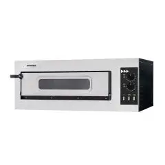 FOUR ÉLECTRIQUE MÉCANIQUE À PIZZA- Mod. BASIC 1/50/V+L - N. 1 chambre avec vitre - Plan de cuisson en briques réfractaires - Eclairage intérieur - Dim. de la chambre  62 x  50 x 12 h - N. Pizzas 1 (Ø cm 45) - Puissance 4 Kw - Norme CE