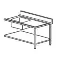 TABLE D'ENTRÉE AVEC BAC, POUR LAVE-VAISSELLE À CAPOT - Mod. TV - GAUCHE/DROITE SELON LE MODÈLE - AVEC RAYON INFÉRIEUR - Pour lave-vaisselle mod. ES90